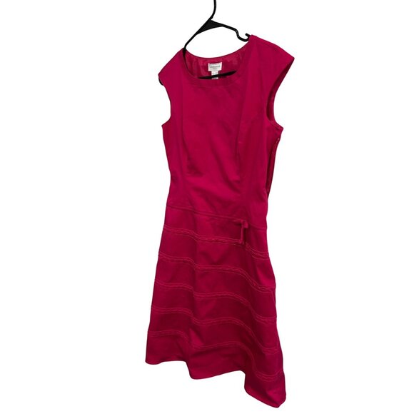 Liz Claiborne Womens Fuchsia Sleeveless A Line Dress with Bow Accent SZ 4 - Picture 3 of 9